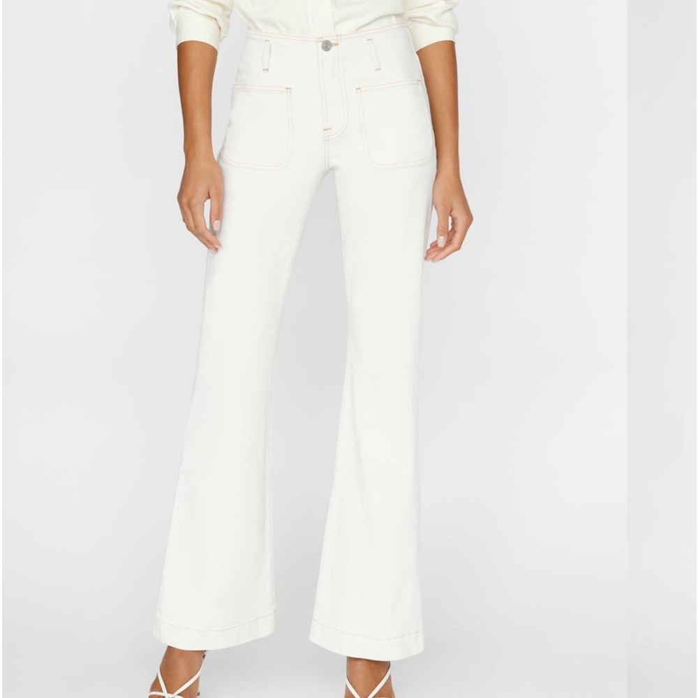 Frame High Rise Sailor Flare White Jeans NWT sz 28